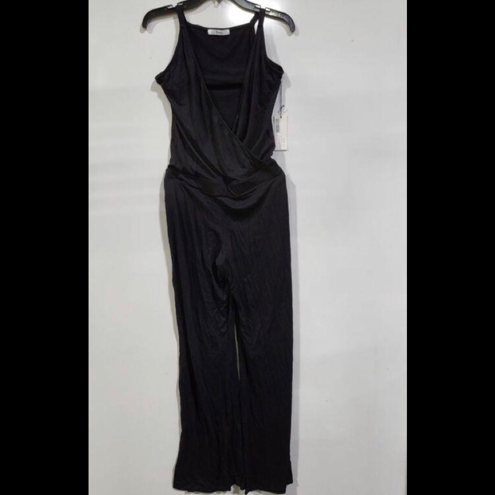 Fluxus Donna Black Wide Leg Spaghetti Strap Jumpsuit Jumper